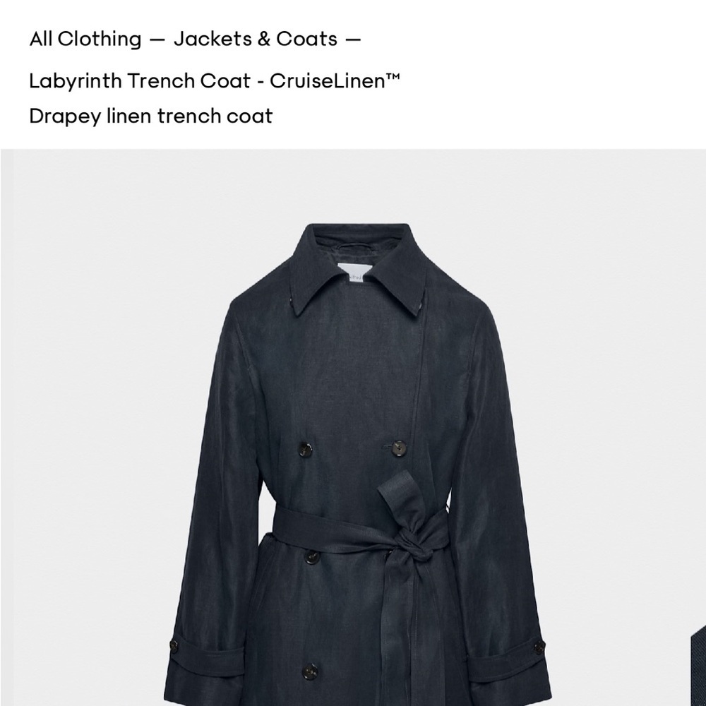 NWT Labyrinth Cruise Linen Trench Coat - Navy Wilfred
